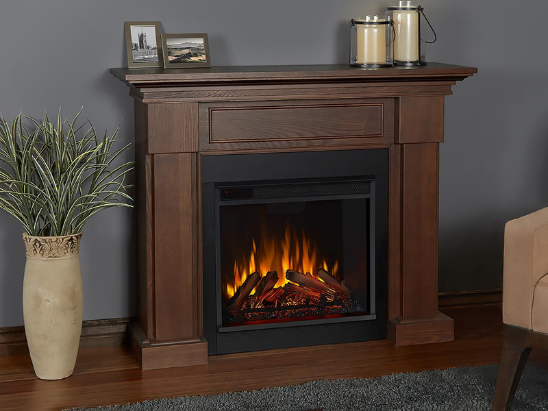 Hillcrest Electric Fireplace Mantel Package in Chestnut Oak - 7910E-CO