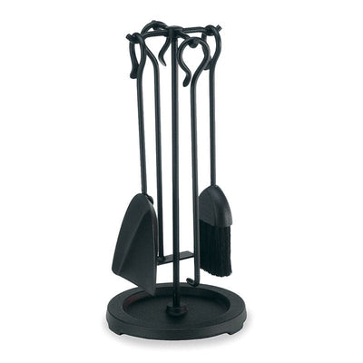 5 Piece Compact Matte Black Fireplace Tool Set - 18-in H