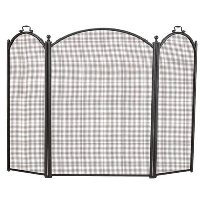 3 Fold Arched Black Fireplace Screen 1383-34