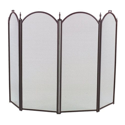 4 Fold Arched Black Fireplace Screen 1189
