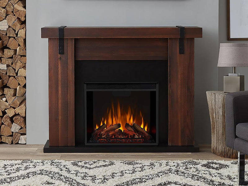 Aspen Electric Fireplace Mantel Package in Chestnut Barnwood