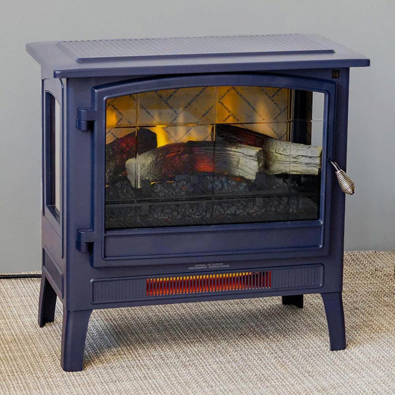 Country Living Navy Blue Infrared Electric Fireplace Stove Heater