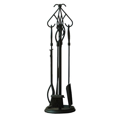 5 Piece Gothic Black Fireplace Tool Set - 32-in H